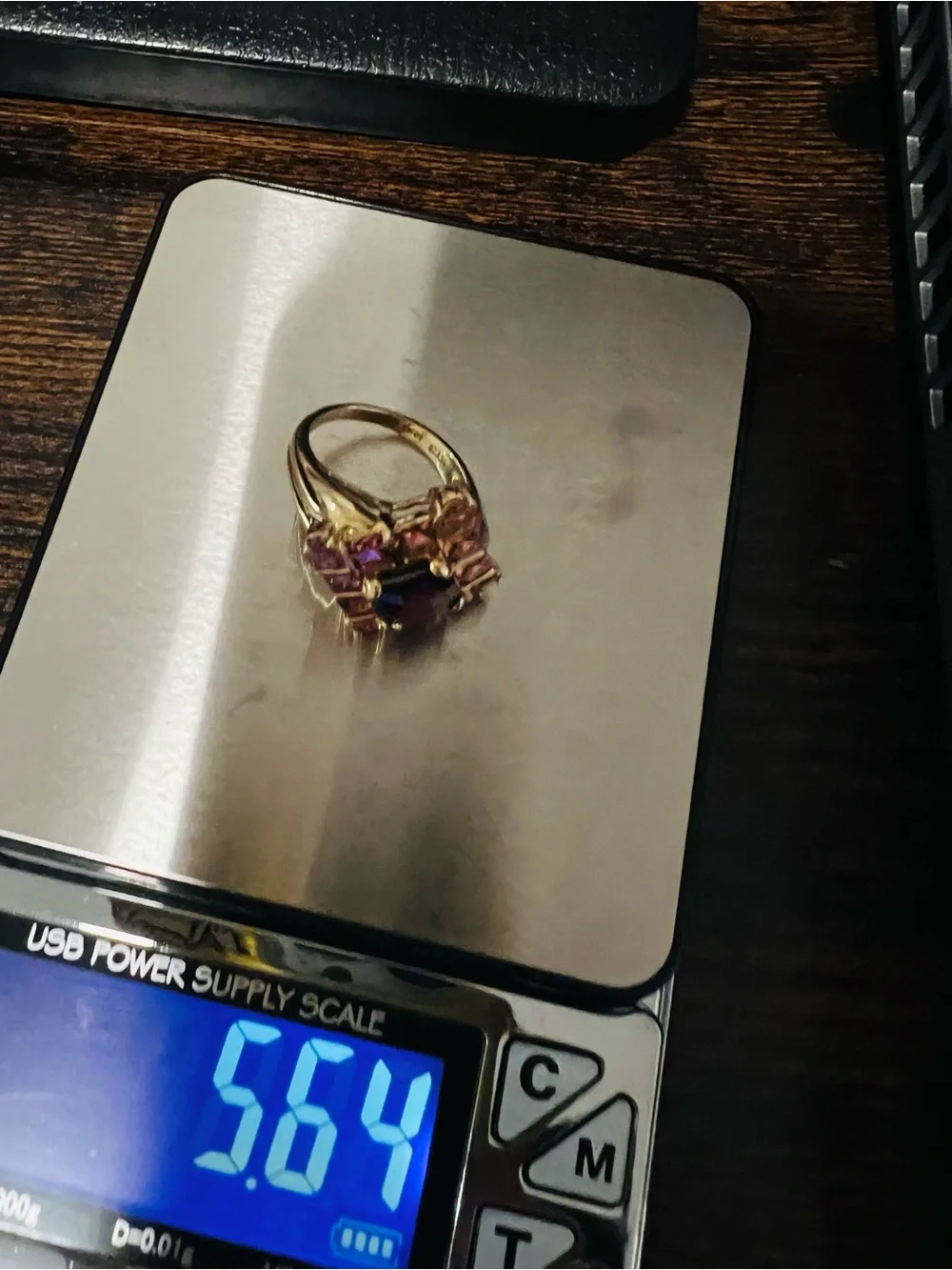 Vintage STS 10K Gold Garnet & Pink Tourmaline Statement Ring – Size 7 – 5.64g